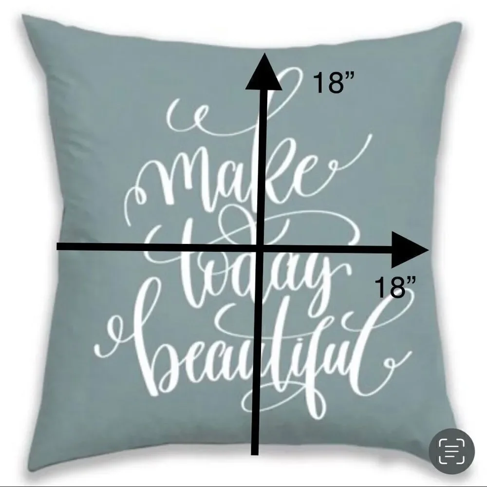 NWT Make Today Beautiful 18×18 Sage Green / Grey Reversible pillow/Cushion Cover